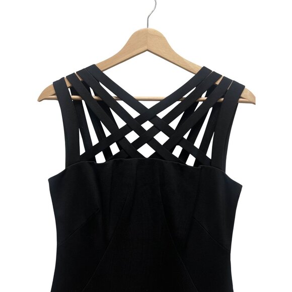 Cache Black Cris Cross Stap Bodycon Cocktail Dress - Picture 3 of 7